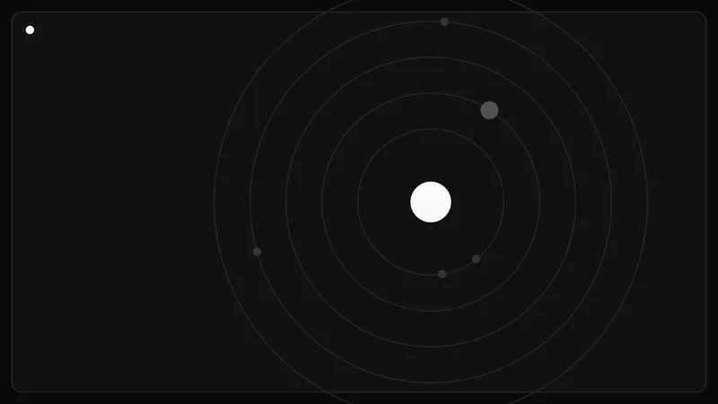 Concentric orbital rings in rose and violet around a bright core, representing trial registry records